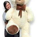 Oso De Peluche Gigante 1,60 + Moño + 3 Globos Perfumado Blanco Hueso