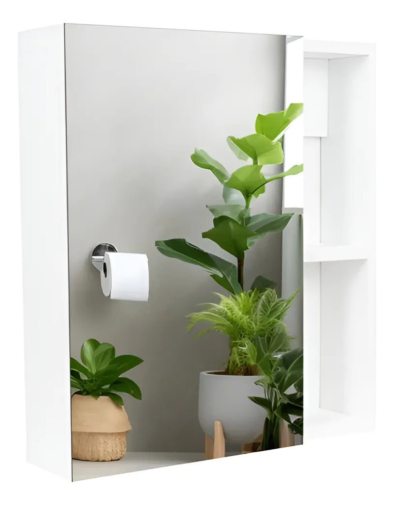 Gabinete Blanco 50 Cm Con Espejo Y Entrepaños