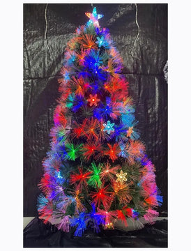 Arbol Fibra Optica 7 Colores Alta Densidad 210cm Verde Oscuro