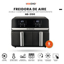 Air Fryer Freidora De Aire 9 Litros Doble Bandeja Digital Premium Nobelsound Inn Nb-2100