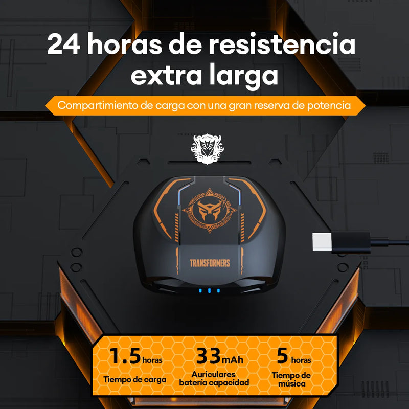 Audífonos Inalámbricos Para Juegos Transformer Tf-t06 Color Amarillo