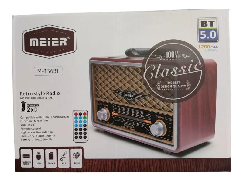 Radio Altavoz Portátil Fm Am Inalámbrico Vintage Usb Aux Sd Diseño