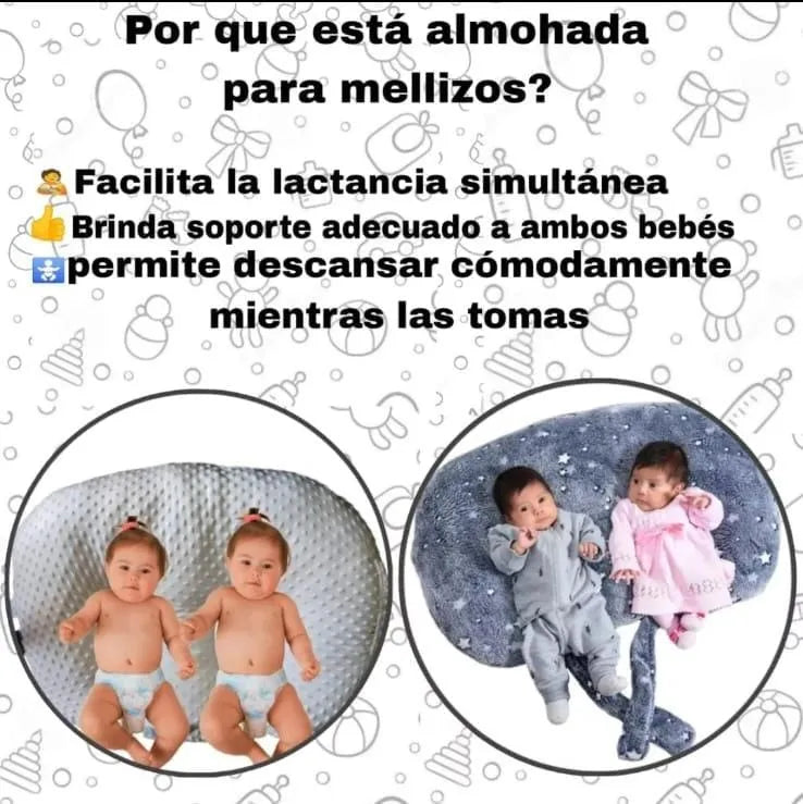 Almohada Lactancia Mellizos - Gemelos Madres Primerizas Gris Lactancia Gemelos