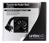 Fuente De Poder Real Compurtador 550 Watts Unitec 24+4 Pines Negro
