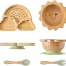 Set De Platos De Bambú Antideslizante Y Silicona Para Bebés