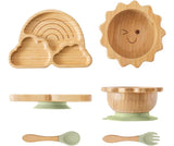 Set De Platos De Bambú Antideslizante Y Silicona Para Bebés