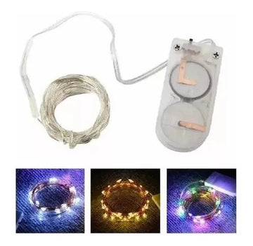 Luces Micro Led Decoración Luz Navidad Pilas Alambre Agua 3m Cálida