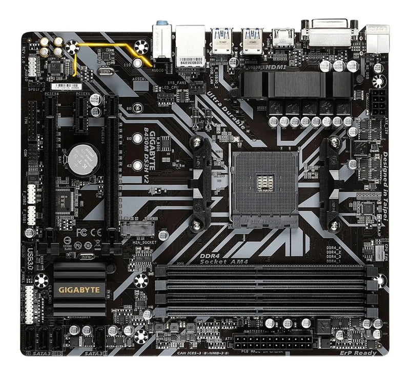 Placa Madre Gigabyte Ultra Durable B450m Ds3h V2 Negra Negro