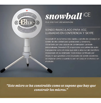 Micrófono Blue Snowball Ice Condensador Cardioide color blancoS