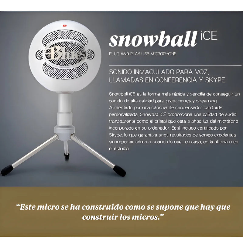 Micrófono Blue Snowball Ice Condensador Cardioide color blancoS