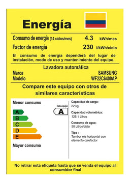Lavadora Samsung 22 Kg Multicontrol Gris | Wf22c6400ap Gris