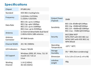 Alfa Network Awus036acs Adaptador Inalmbrico Usb Ac600 De Do