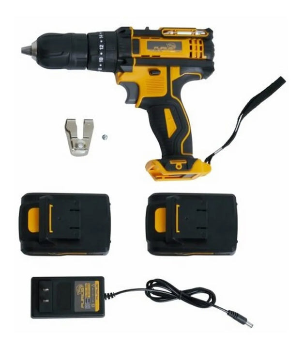 Taladro Percutor Inalambrico 1/2 21v Furius Fcd21 + Maleta Naranja