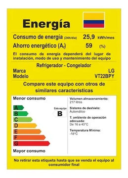 Nevera Lg Top Mount No Frost 266l Vt26bpy Plata Plateado