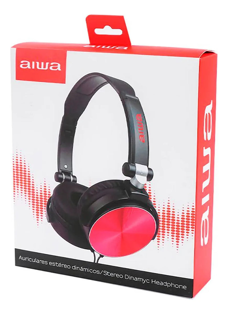 Audifonos Diadema Manos Libres Estereo Aiwa Aw X107r Rojo