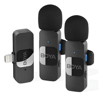 Sistema de micrófono inalámbrico Boya BY-v2 para iOS 2.4G con solapa, negro