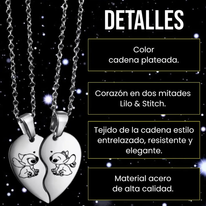Stitch Collar Lilo Cadena Mejores Amigos Amistad Dije Regalo Plateado