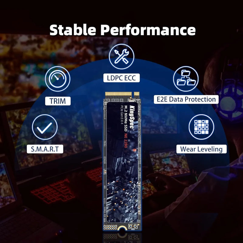 Unidad De Estado Sólido De 1tb M.2 Nvme Gen3x4 2280 Kingspe Negro