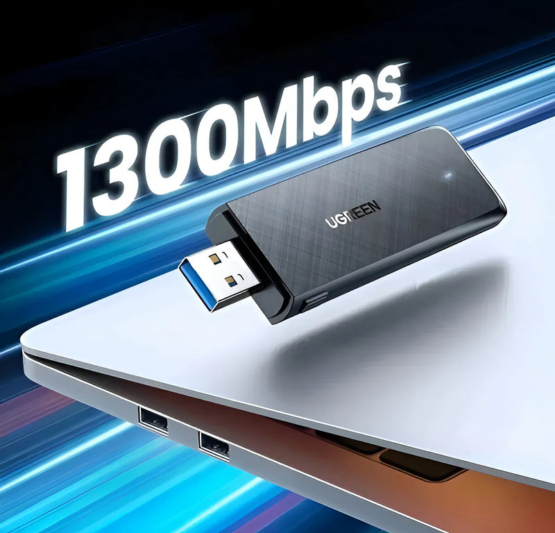 Adaptador Wifi USB 1300 Mbps inalámbrico de 5 GHz de doble banda Ugreen