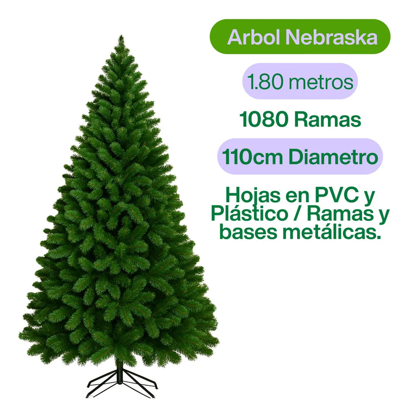 Árbol De Navidad Nebraska 1.80 Metros Verde