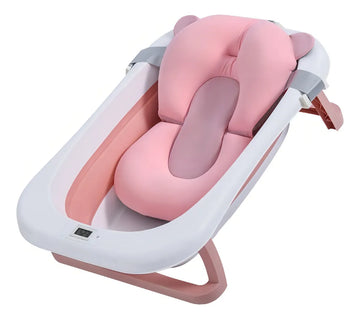 Bañera Plegable Para Bebé Con Termómetro, Cojín Y Desagüe Planet Home 70x44x19cm Rosa