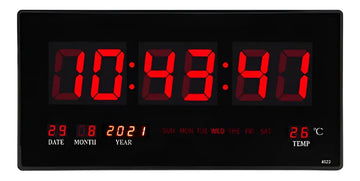 Reloj de pared LED digital grande con temperatura de día, mes y año
