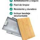 Tabla Cortar Bambú Bandeja Recolectora Organizacion Cocina Lisa