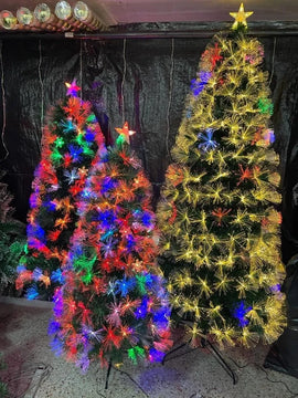 Arbol Fibra Optica 7 Colores Alta Densidad 210cm Verde Oscuro
