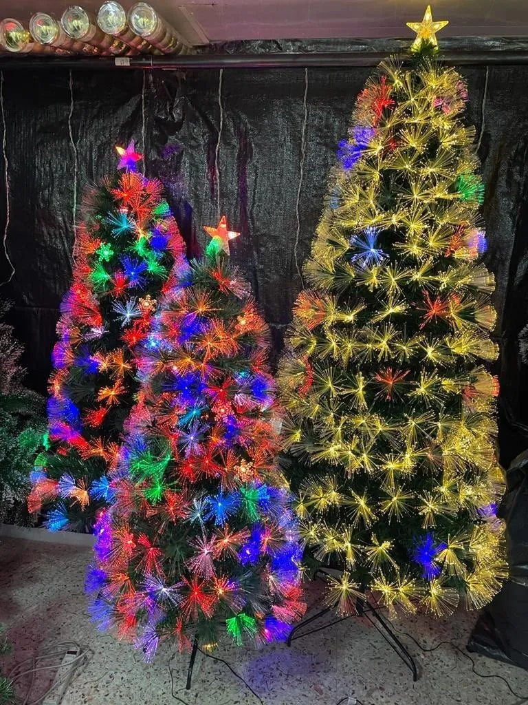 Arbol Fibra Optica 7 Colores Alta Densidad 210cm Verde Oscuro