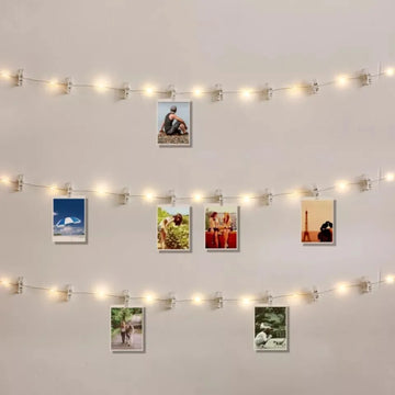 Extensión Led 10 Pinza Foto Guirnalda Cadena Decorativo Pila Cálido