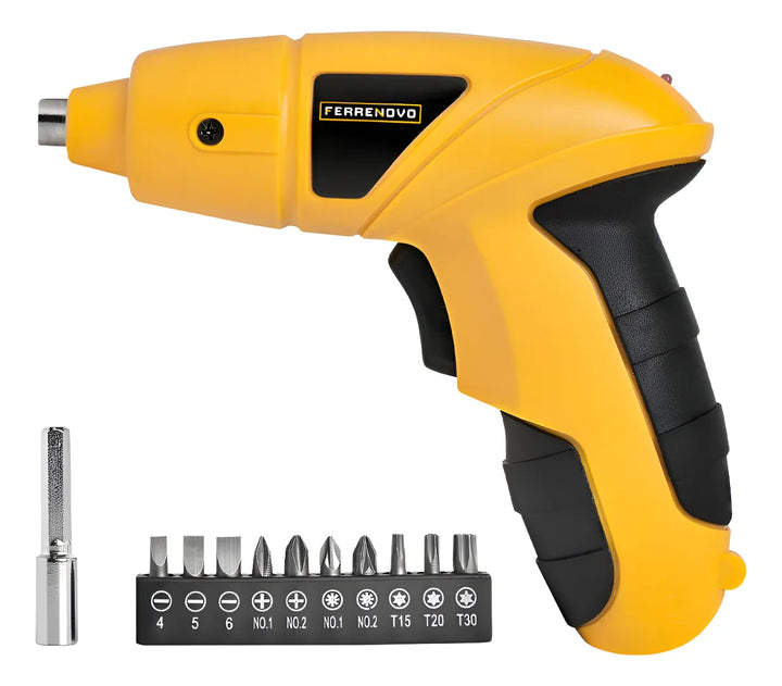 Destornillador Inalámbrico Ferrenovo Con Carga Usb + 10 Punt - Amarillo