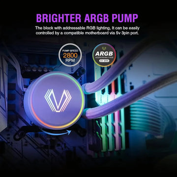 Vetroo V240 White Liquid Cpu Cooler 240mm Direccionable Rgb