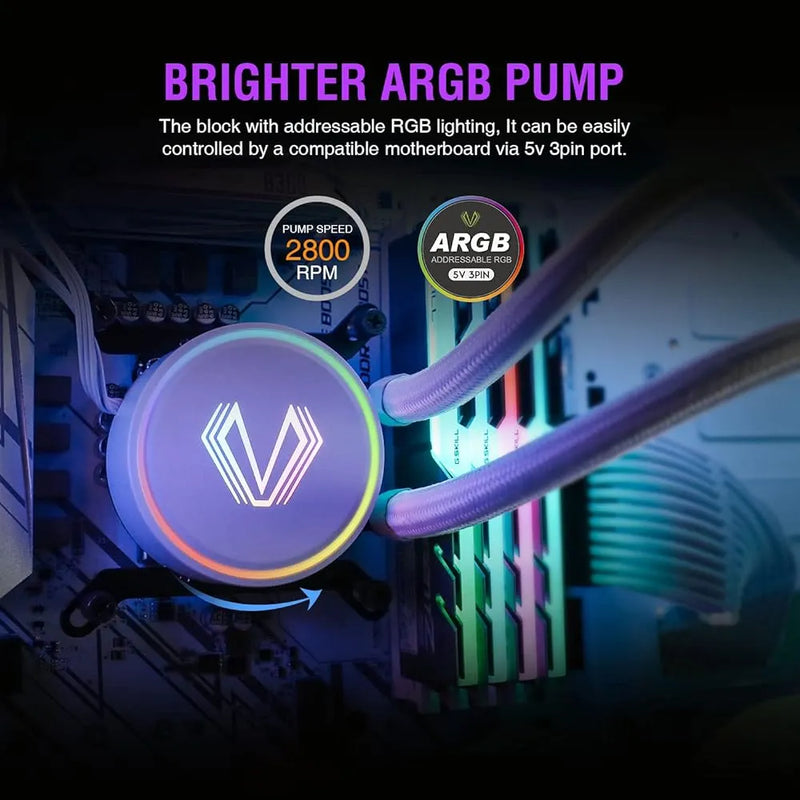 Vetroo V240 White Liquid Cpu Cooler 240mm Direccionable Rgb