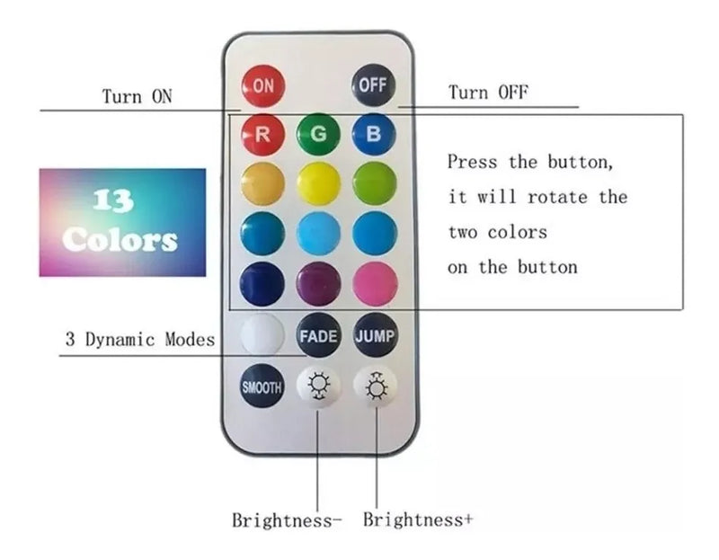 Luz 10 Led Rgb Sumergible Control Secuencial Eventos Supli