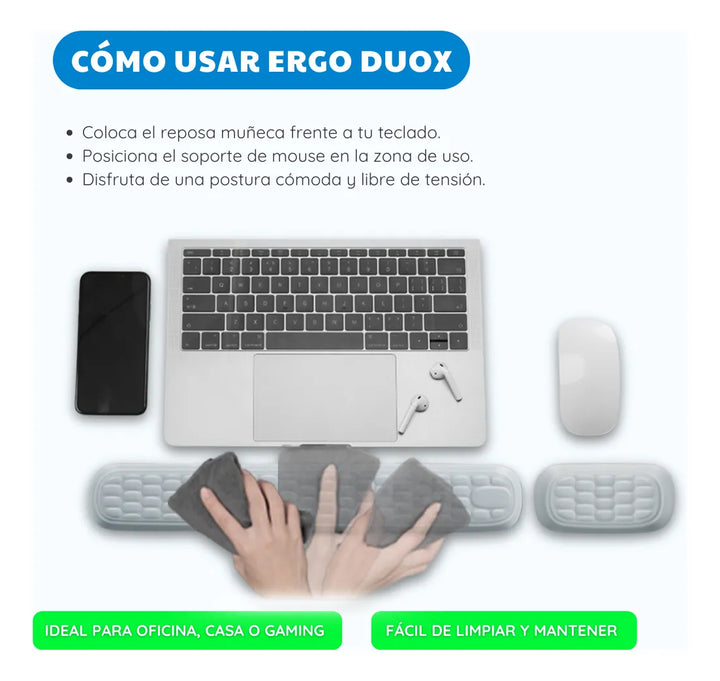 Apoya Muñecas Reposa Brazo Teclado Y Mouse Memory Foam Pad Gris No Aplica