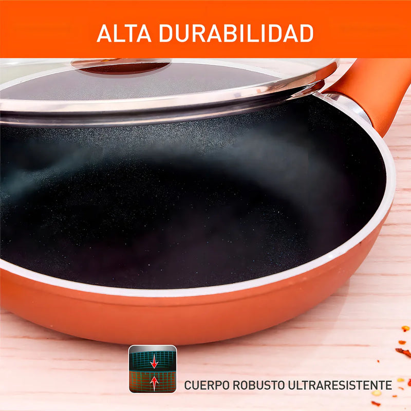 Sartén Imusa 90 Años 20cm Aluminio Fundido Tapa De Vidrio Color Cobre