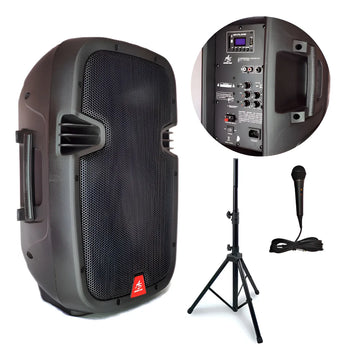 Cabina Recargable Américan Sound 10 Pulgadas Base+microfono Negro