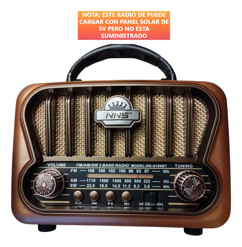 Radio Multibandas Retro Solar Excelente Sonido Y Sintonia Café