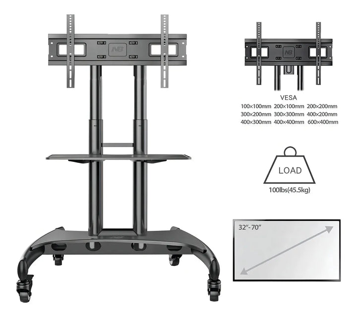 Base Soporte Tv A Piso Ruedas Para 32 -75 Movible