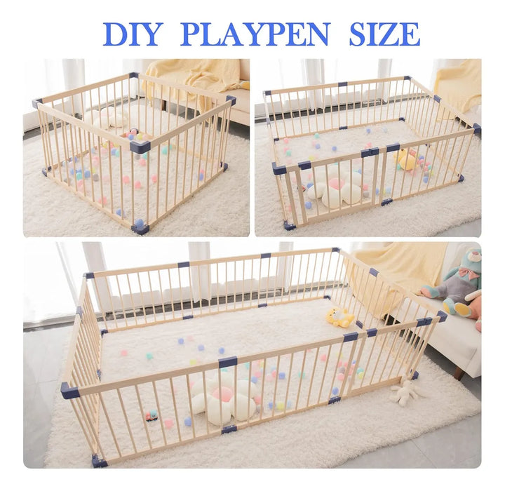 Parque Infantil De Madera Ultra Seguro Con Puerta