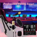 Kit Micrófono Condensador Profesional Con Tarjeta Sonido V8 Dorado