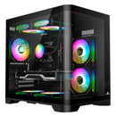Gabinete Gamer Iceberg Crystal Wave M Negra Argb 3 Fans Negro