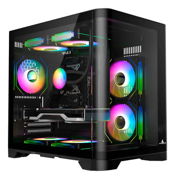 Gabinete Gamer Iceberg Crystal Wave M Negra Argb 3 Fans Negro