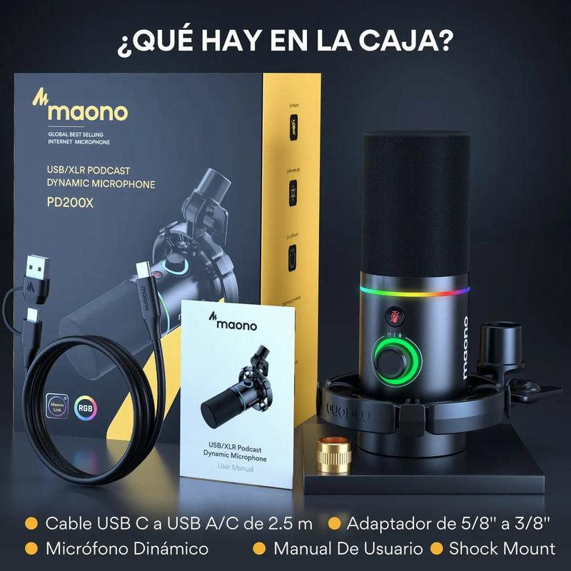 Micrófono Maono PD200X Dinámicos Cardioide color negroS