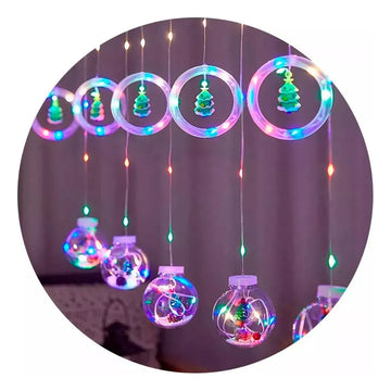 Luces Navideñas Instalación Cortina Guirnaldas Aros Bolas De Multiolor
