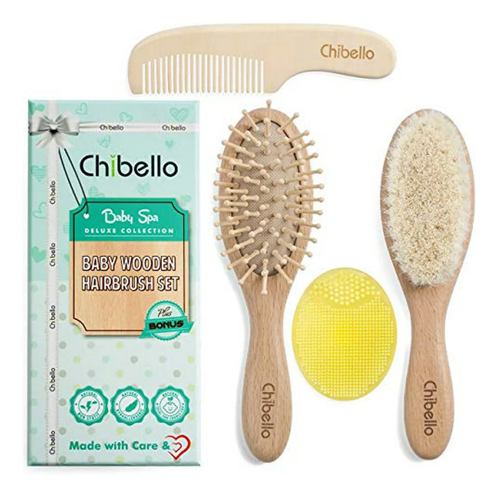 Set De Cepillo Y Peine De Madera Chibello Para Bebés Con Cer
