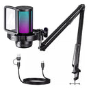 Micrófono de condensador USB Maono Gamerwave Rgb DGM20s Con Brazo Araña color Negro