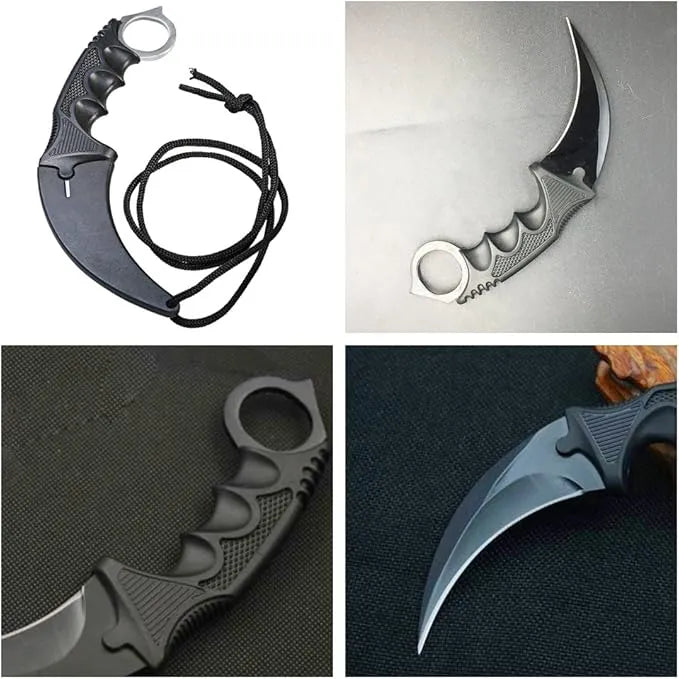 Navaja Cuchillo Karambit Táctico Militar Con Funda Negro