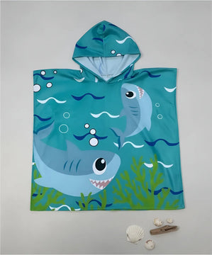 Toalla Con Capucha Poncho Niños Piscina Playa Natación Suave