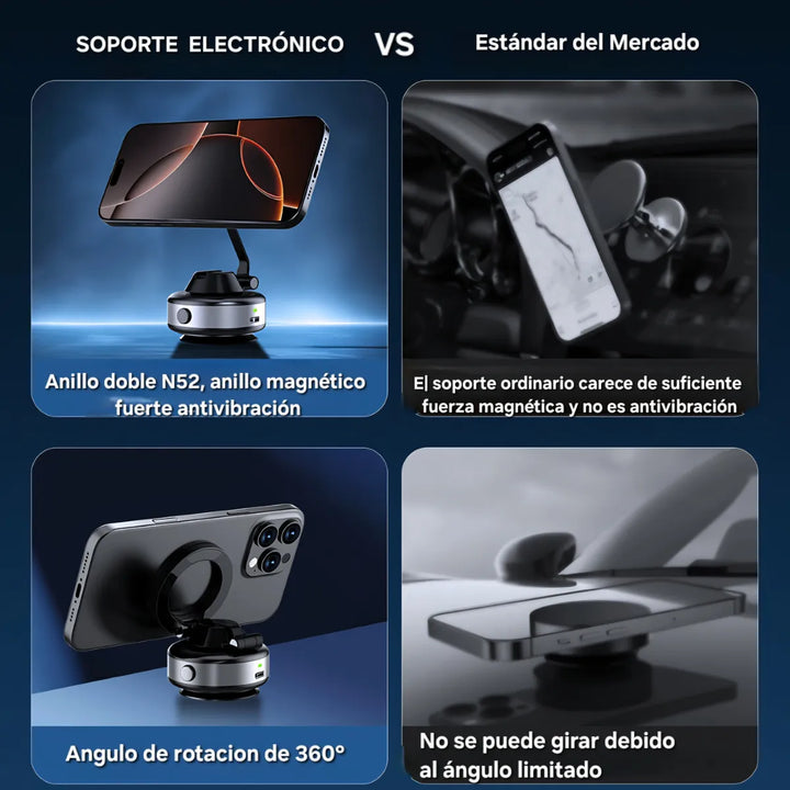 Soporte De Celular Electrico Usb Carro Holders Base Succion Negro